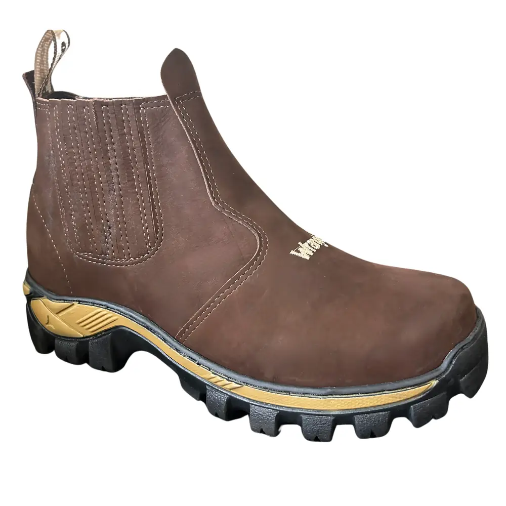 Botina Masculina Trabalho Couro Wrangler Bota Masculina de Couro Butina REF 504 — Café Nobuck