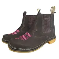 Botina Feminina Country de Couro com Bordado Rosa REF 244 Café, foto 4