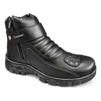 Coturno Motoqueiro Masculino de Couro com Zíper REF 9000 Preto, foto 1