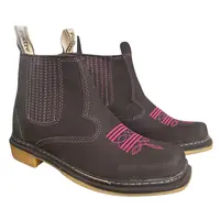 Botina Feminina Country de Couro com Bordado Rosa REF 244 Café, foto 3