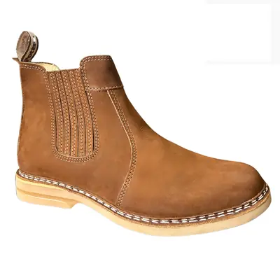 Botina Masculina Couro Nobuck Vira Francesa Bota Masculina de Couro REF 3004