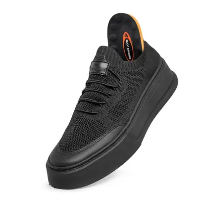 Tênis Casual Masculino Couro Sapatênis Masculino Cadarço Elástico REF 7014
