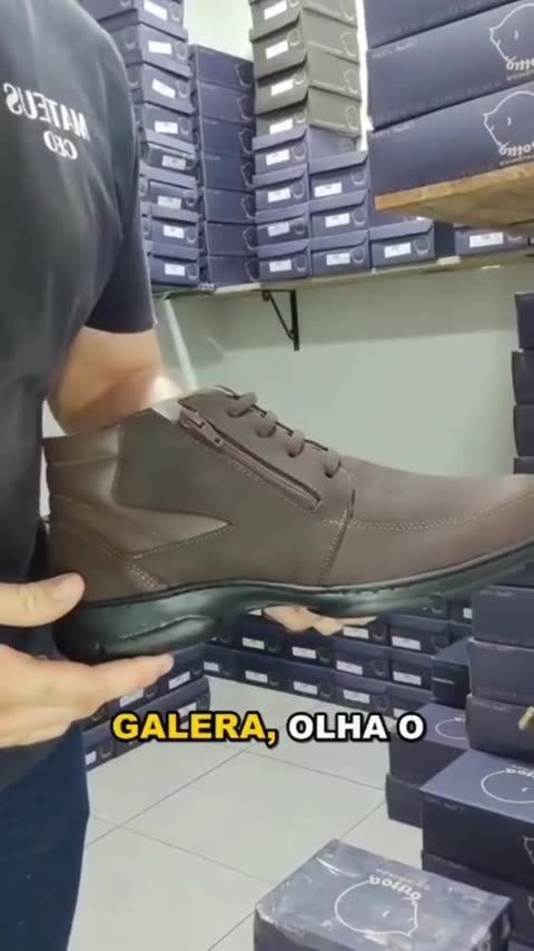 Botina Anatômica de Couro com Cadarço e Zíper REF 514 Café, capa do vídeo 1