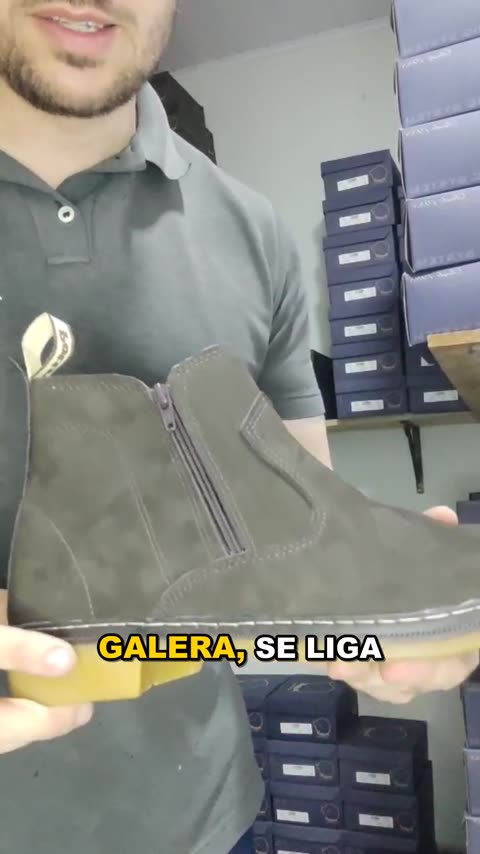 Botina Masculina com Zíper de Couro Nobuck REF 229 Café, capa do vídeo 1