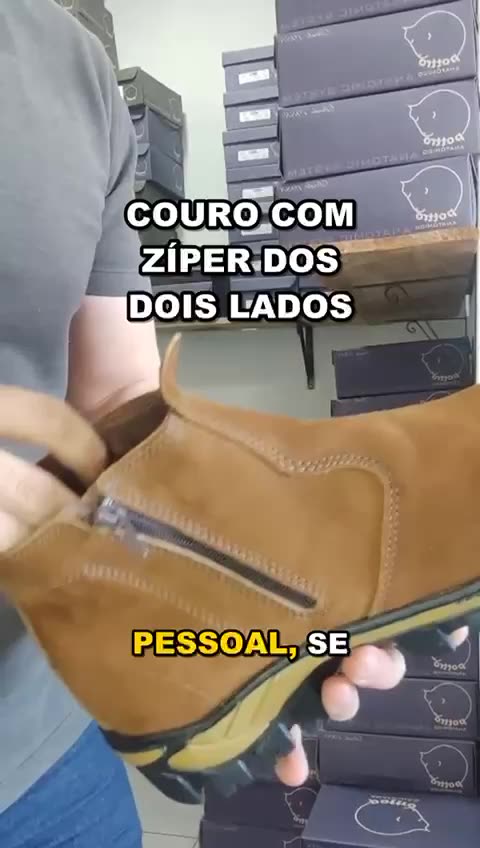 Botina com Zíper de Couro Nobuck Solado Taurus REF 529 Castor, capa do vídeo 2